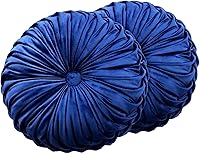 Vista 33 de Almohada redonda de terciopelo de 15 x 15 pulgadas, plisada, redonda, rellena de calabaza, para el hogar, para sofá, silla, cama, suelo de Verde