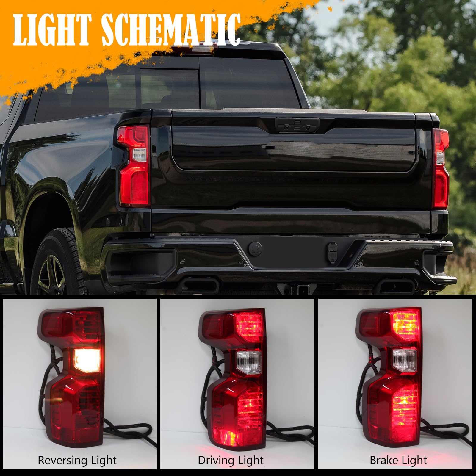 Tail Light For 19-23 Chevy Silverado 1500 2500HD 3500HD Tail Lamp Pair