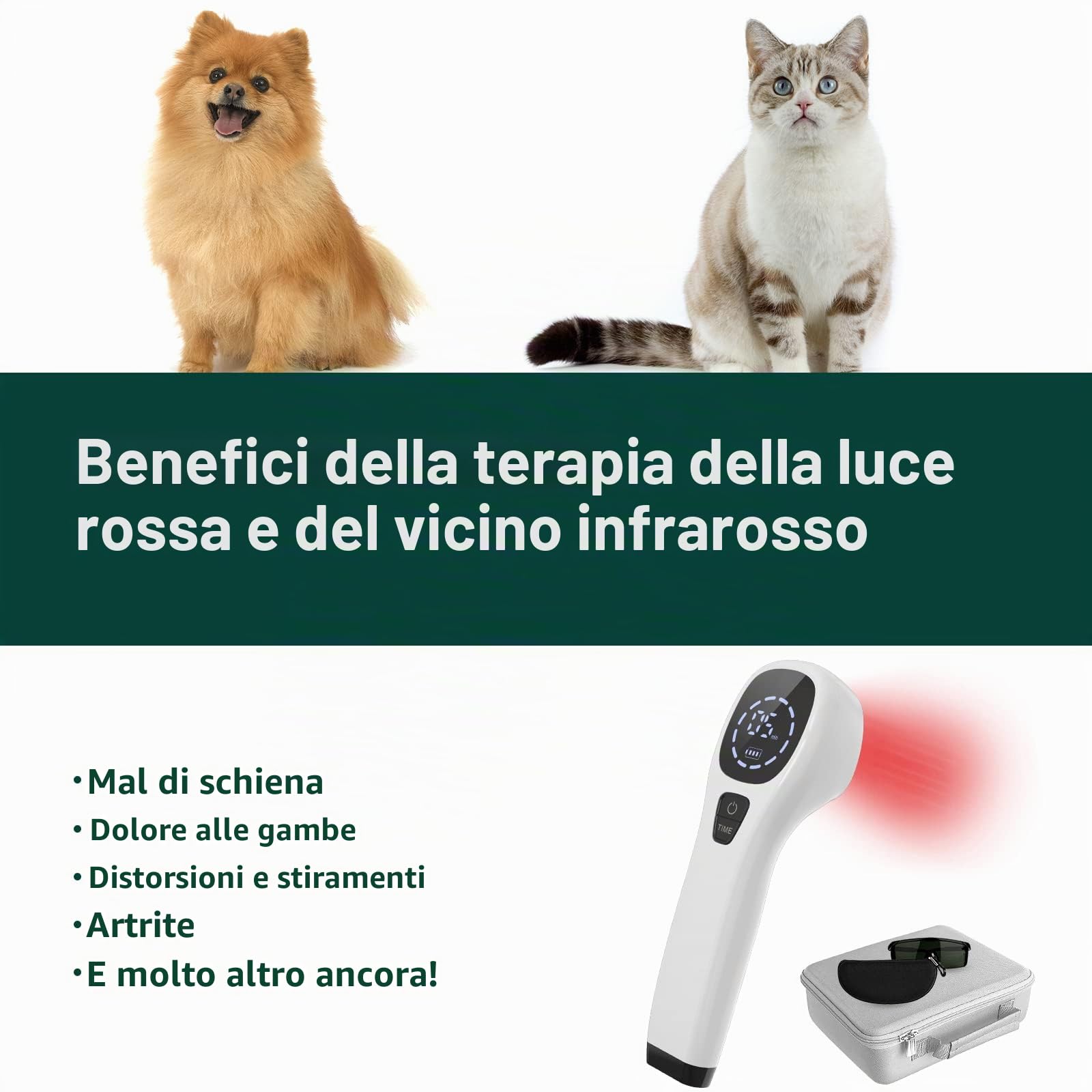 iKeener Dispositivo terapeutico per animali domestici, terapia laser a freddo, allevia il dolore articolare degli animali, dispositivo portatile per la terapia delle mani, luce rossa, per cavalli