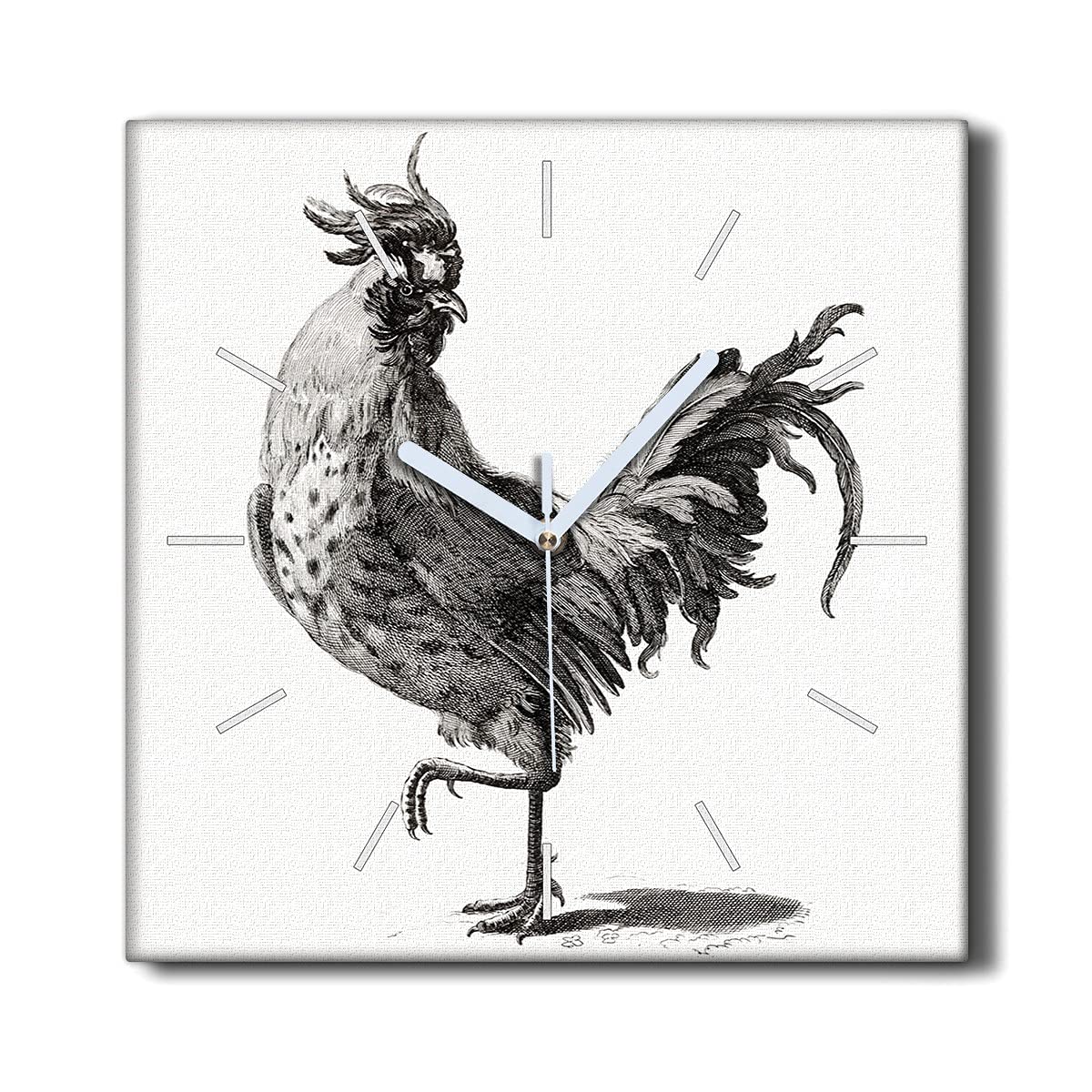 Horloge sur Toile Poulet Oiseau Tableau Décoratif Mural pour Esprit de Famille