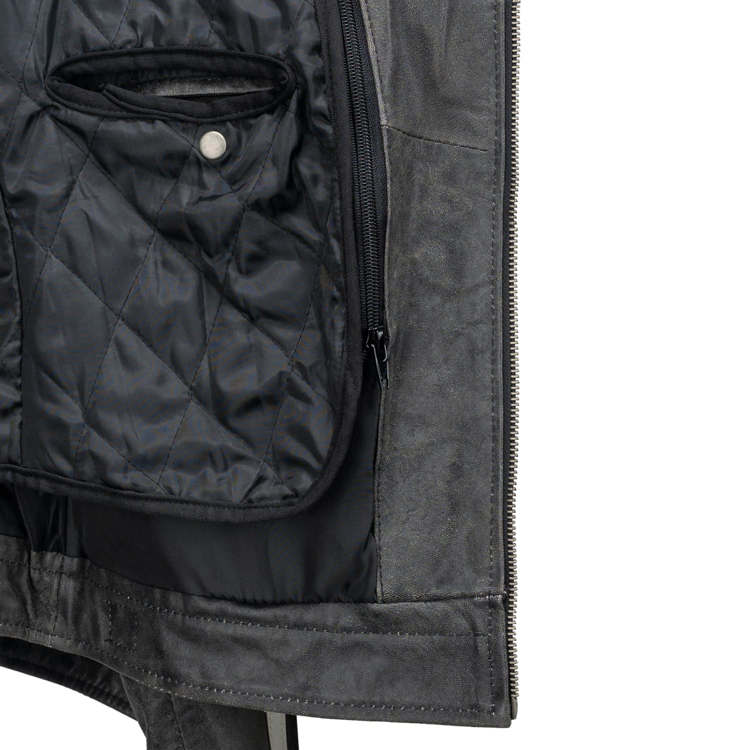 URBAN 5884 Motorradjacke Herren Leder, Herrenjacke aus Lammleder, verstaubare Protektoren für Rücken