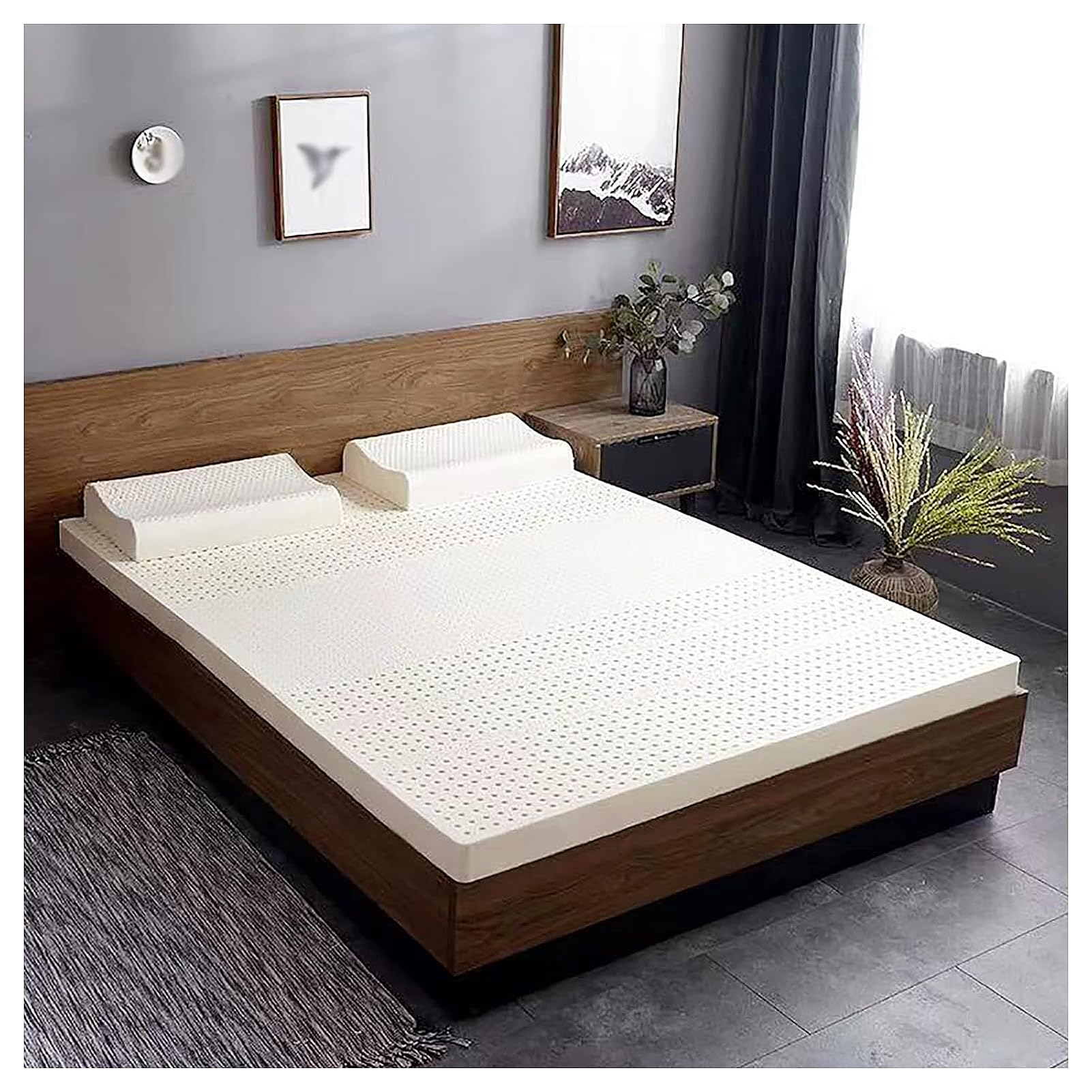 Cubrecolchón ortopédico con soporte de látex, diseño de panal de abeja de 7 zonas para aliviar la presión, suave y transpirable, 2,5 cm
