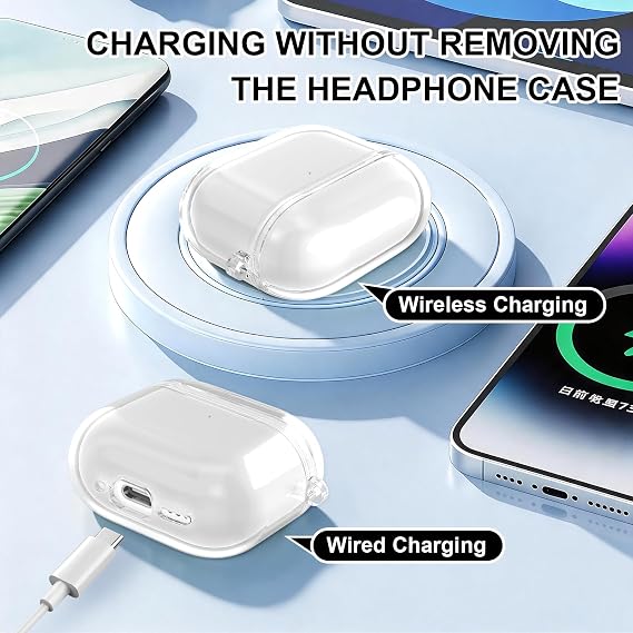 EQD for AirPods 4 Case Clear, with Cleaning Kit and Keyring, White