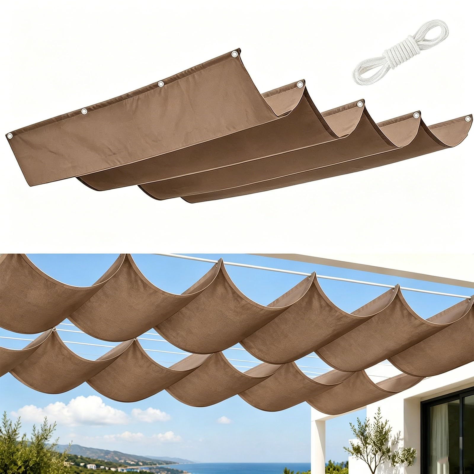 Filet d'ombrage rétractable vagues imperméable et indéchirable contre vent