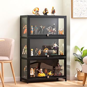 ZMHPLKH Display Cabinet with Glass Doors Curio Cabinet Display Cabinet Made of Natural Bamboo Material, flip-top Door Design, Sealed and dust-Proof, Easy to Install