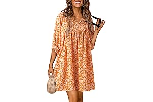 Summer Fashion Womens Swing A Line Dresses with Lantern Sleeve