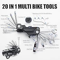 Vista 2 de USHAKE Kit de reparación multifunción portátil 20 en 1 para bicicleta con llaves hexagonales, palancas de neumáticos ligeras para ciclismo