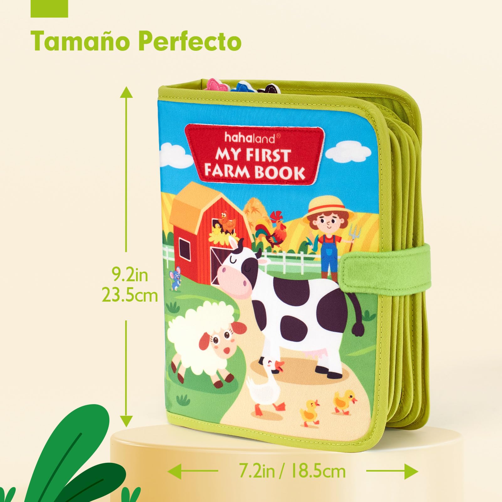 hahaland Libro Montessori 1 año - 20 en 1 Busy Board de Actividad, Libro Interactivo Juguetes Montessori para Niños 1 2 3 años - 10 Páginas Animales Granja