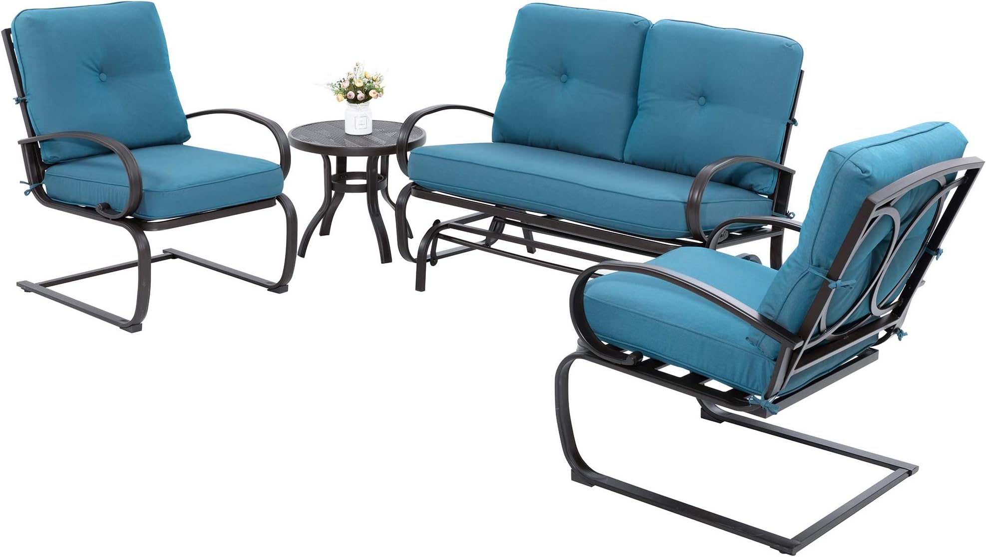 JY QAQA 3Pcs Outdoor Patio Bistro Set Springs Motion Chairs