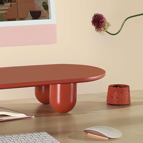 Miniatura 4 de Fenge Elevador de monitor, soporte de monitor doble de 34 pulgadas para monitores grandes, organizador de escritorio con estante de madera y patas