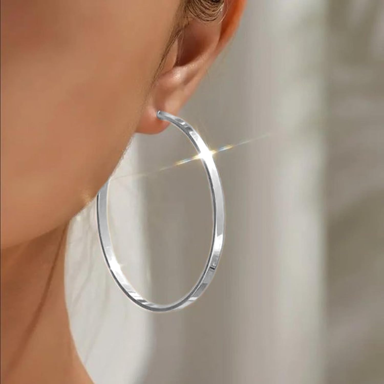 5mm Wide Gold Hoop Earrings for Women Trendy 14K Gold Plated Large Big Flat Hoop Earrings Non Tarnish Everyday Earrings Jewelry for Women - Image 4