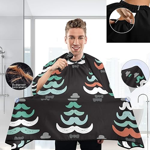 Miniatura 10 de visesunny Esmoquin con pajarita negra, capa de peluquería antiestática, capa de corte de pelo con cierre a presión, babero profesional de poliéster