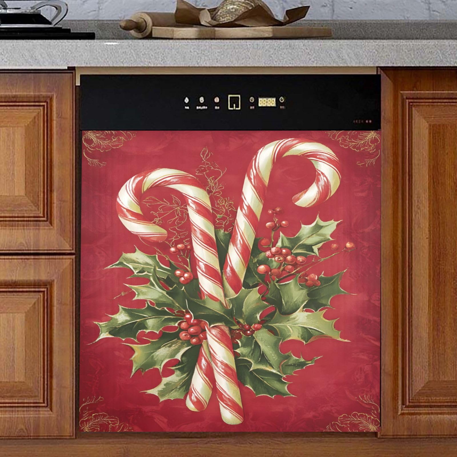 Aimant de porte d'entrée pour réfrigérateur sucre d'orge de Noël