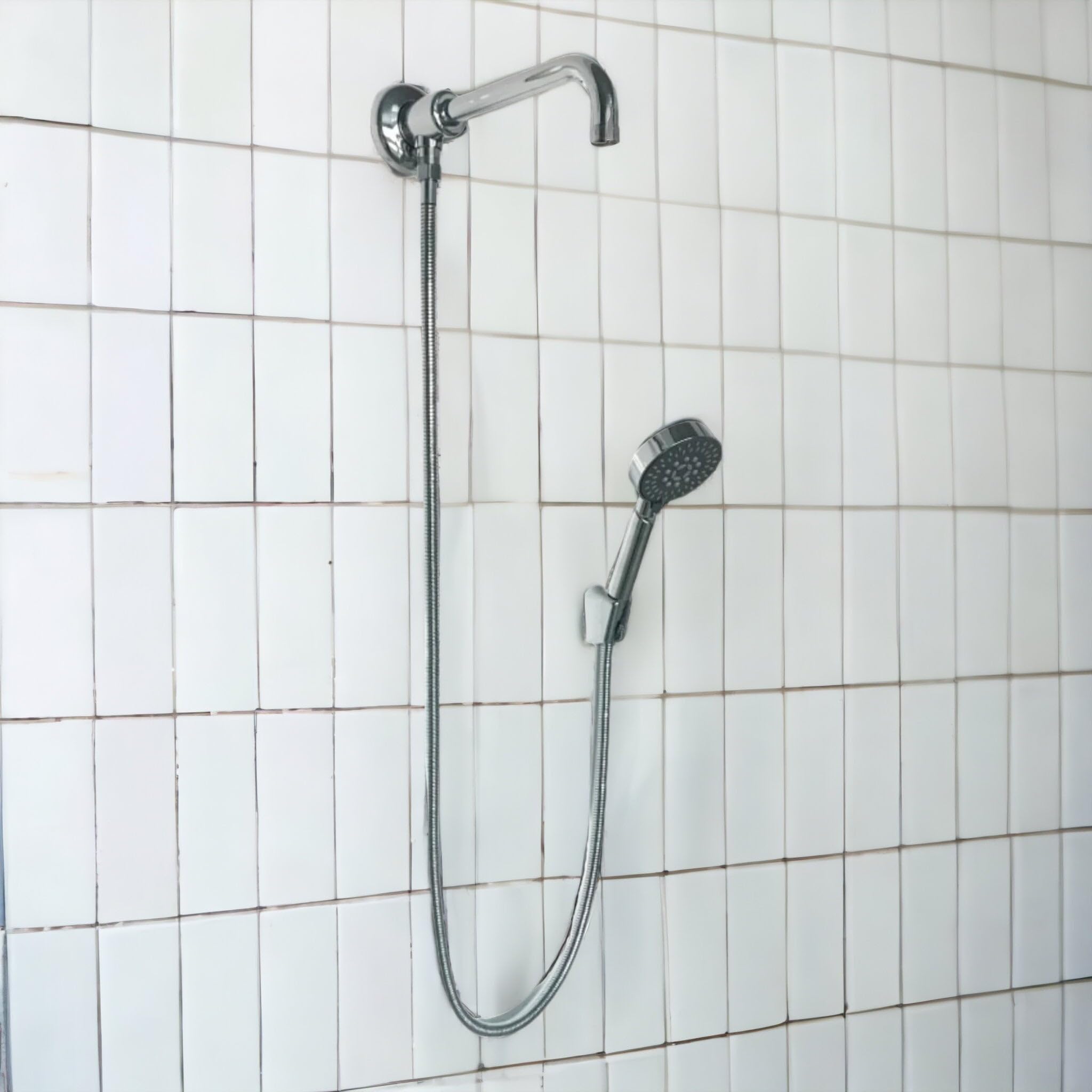 BagnoClic Kit de ducha con desviador a presión con ducha multichorro y brazo de 30 cm