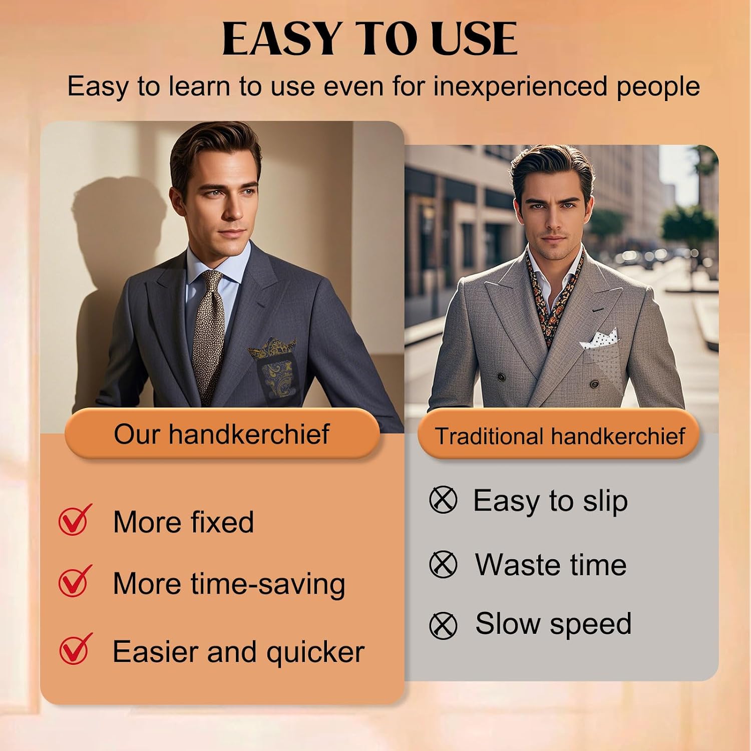 Paisley Pocket Squares for Men with Holder Wedding Handkerchief image 4