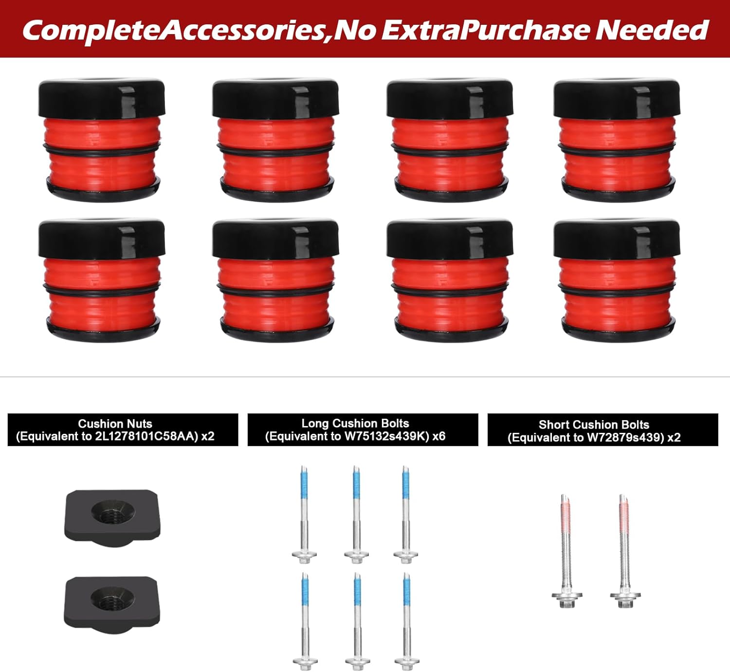 Premium Silicone Body Mount Bushing Kit with Bolts | Anti-Aging & Corrosion Resistant | Fits Ford F250 F350 2008-2016 Crew Cab 2WD 4WD