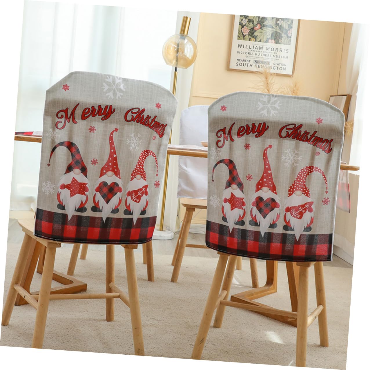 Gatuida 4 Fundas Navideñas para Sillas de Comedor, Elásticas y Decorativas, Diseño de Figura Invernal, para Salón o Restaurante