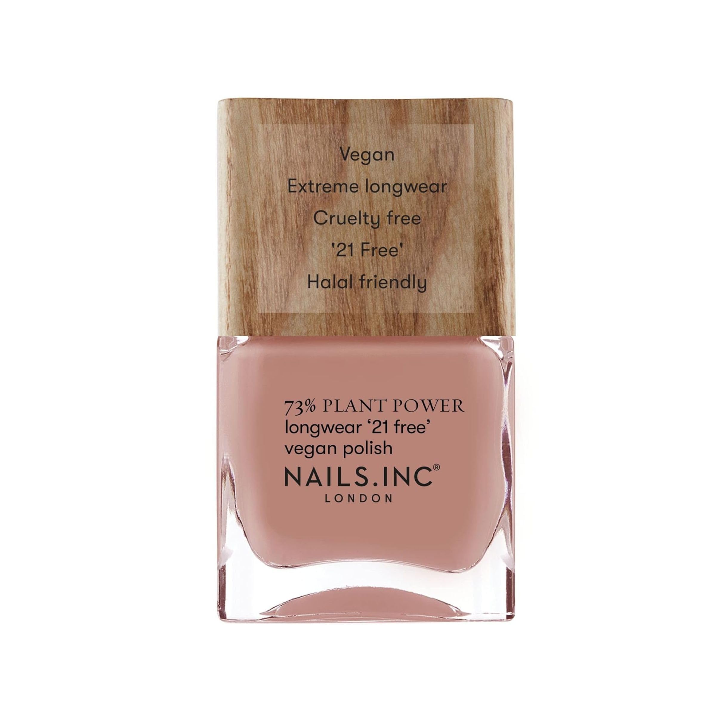 Nails Inc Plant Power, Good Energy, Caramel Brown, Top Coat, Glossy, No Chip, Long Lasting, Quick Dry, Air Dry, Professional Manicures & Pedicures, Fingernails & Toenail, Vegan Nail Polish, 14 ML