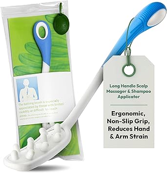 Etac Beauty Hair Washer Long Handle Scalp Massager, Shampoo Applicator, Head Scratcher & Hair Scrubber for Easy Washing, Ergonomic Non-Slip Grip, Reduces Strain on Hands, Arms & Shoulders