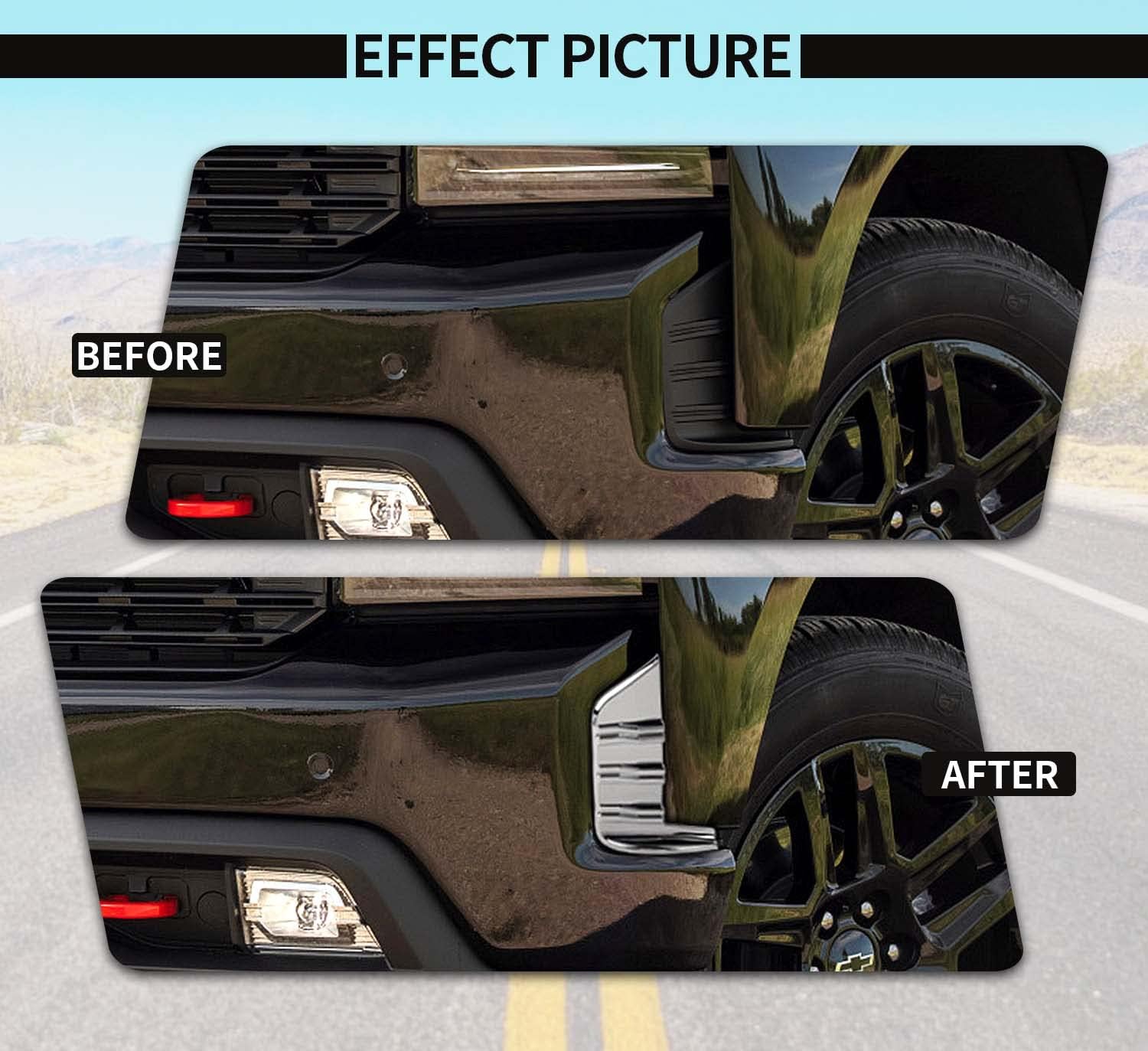 Voodonala Chrome Front Fog Light Cover Trim Bezel Compatible with 2019-2022 Chevy Silverado 1500