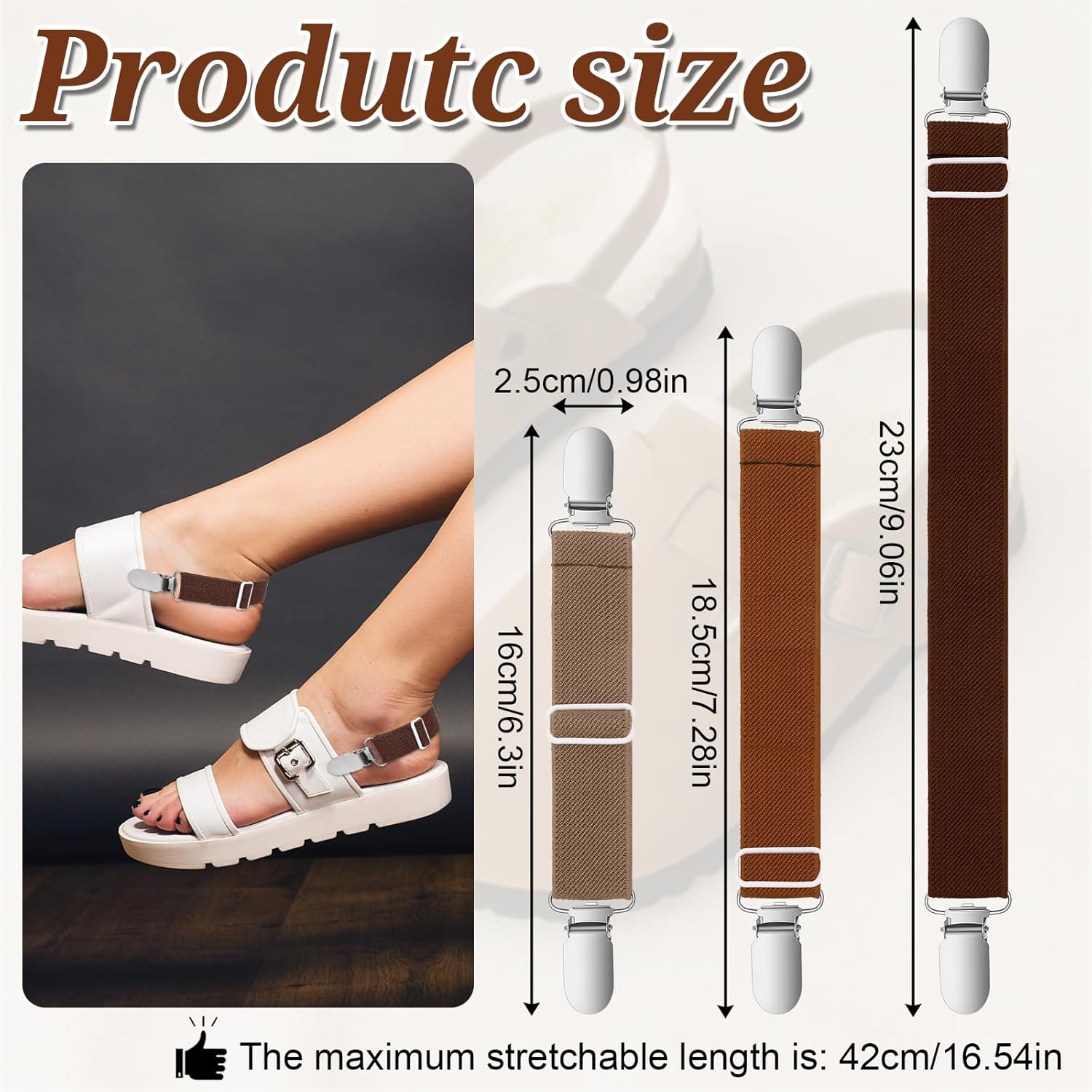 6 Pairs Elastic Shoe Straps for Mules and Clogs, Adjustable Anti-Loose Shoe Heel Back Belt for Women Men Sandal Platform Slippers Suede Leather Mules Potato Shoes - Image 4