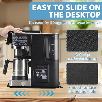 Coffee Machine Mat Compatible with Ninja,Bottom Anti-Slip Coffee Machine Accessories for ES601uk,Kitchen & Coffee Bar Essentials - Black - 33x32 cm