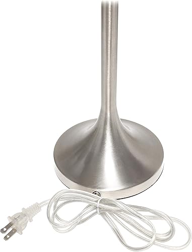 Miniatura 9 de Simple Designs LT1076-BNW Lámpara de mesa con pantalla de tambor de tela cónica, níquel cepillado y blanco