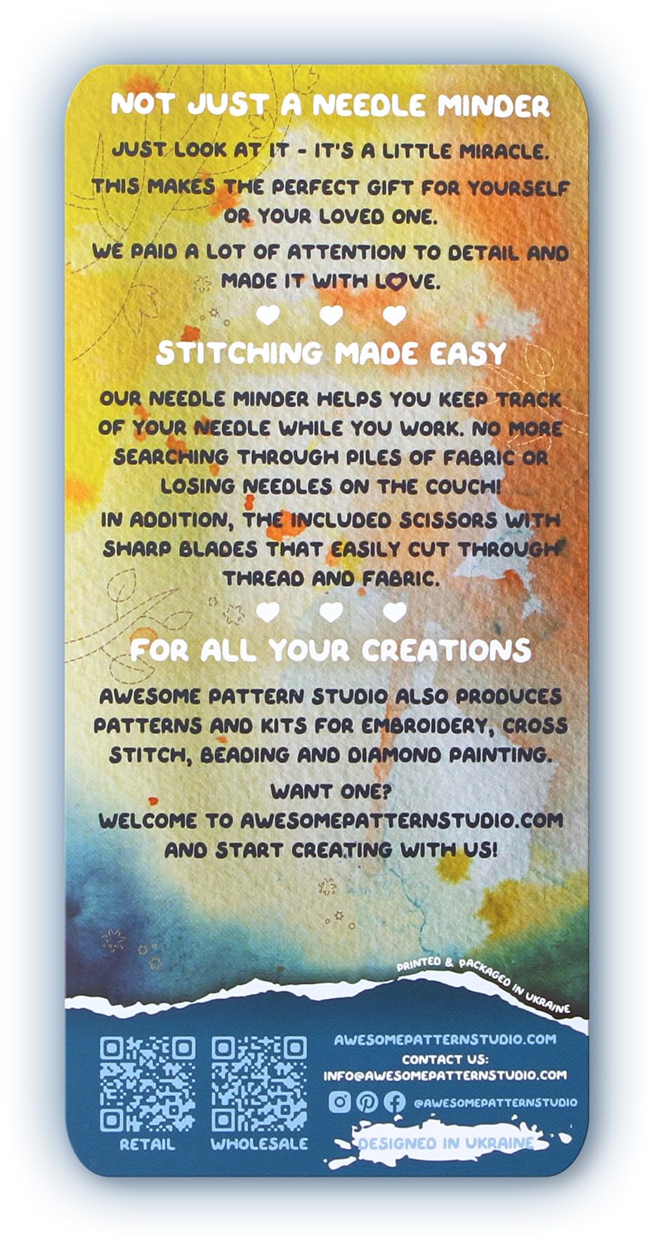 Awesome Pattern Studio Needle Minder Set – Mandala Flamingo Nadelhalter + 2 Einfädler + Schere Für Stickerei