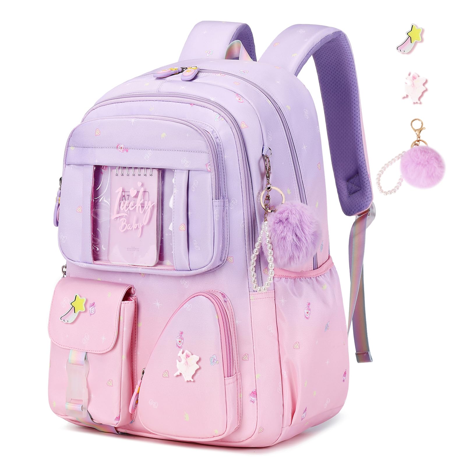 BXCNCKD Mochila Escolar Kawaii Con Alfileres - Linda