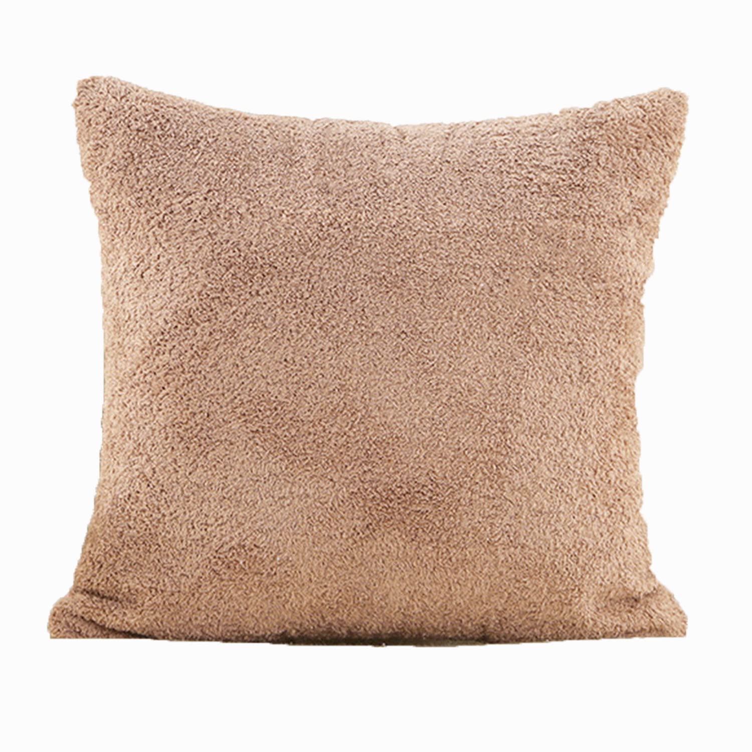 Juego de 8 fundas de cojín cuadradas de forro polar, fundas de almohada decorativas, para sofá, sala de estar (marrón claro, 45 x 45 cm)