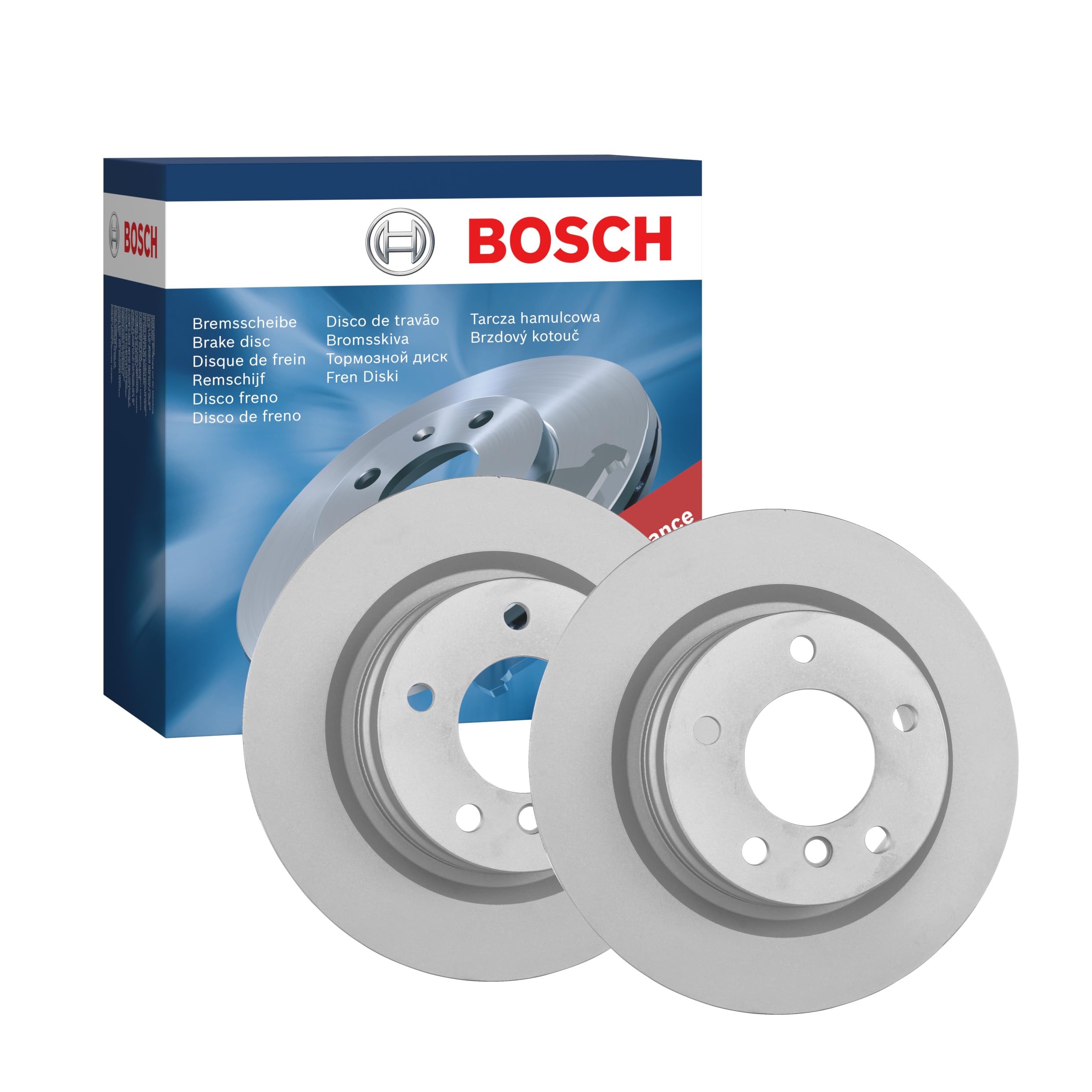 Juego de 2 Discos de Freno Bosch BD1086 - Discos Ventilados, Alto Contenido en Carbono, 300 mm – Eje Trasero – Certificado ECE-R90 – Excelente Refrigeración y Reducción de Ruido, Anticorrosión
