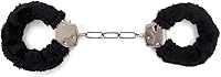 Vista 3 de Esposas de felpa con llaves, esposas de juguete, accesorios para disfraz de escenario (negro, 1)