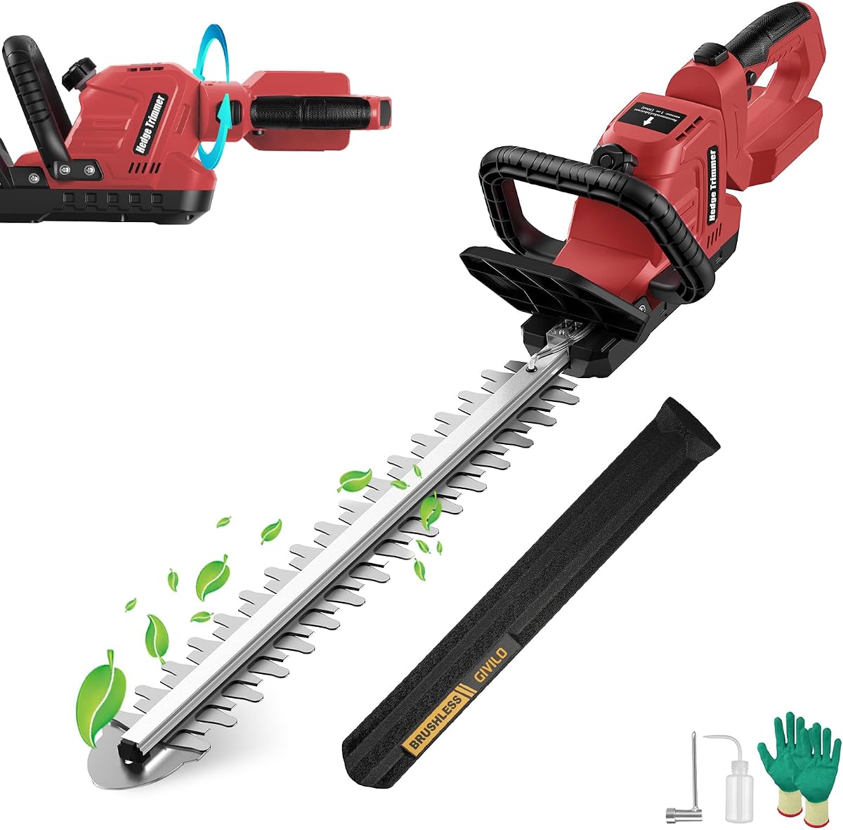 Givilo 20.4" Hedge Trimmer Cordless Compatible with Milwaukee M18 Battery | Brushless Dual-Action, Lightweight 5 lbs, 2/3" Cut Capacity, 180° Rotating Handle, Auto Lube, Aluminum Housing, No Battery