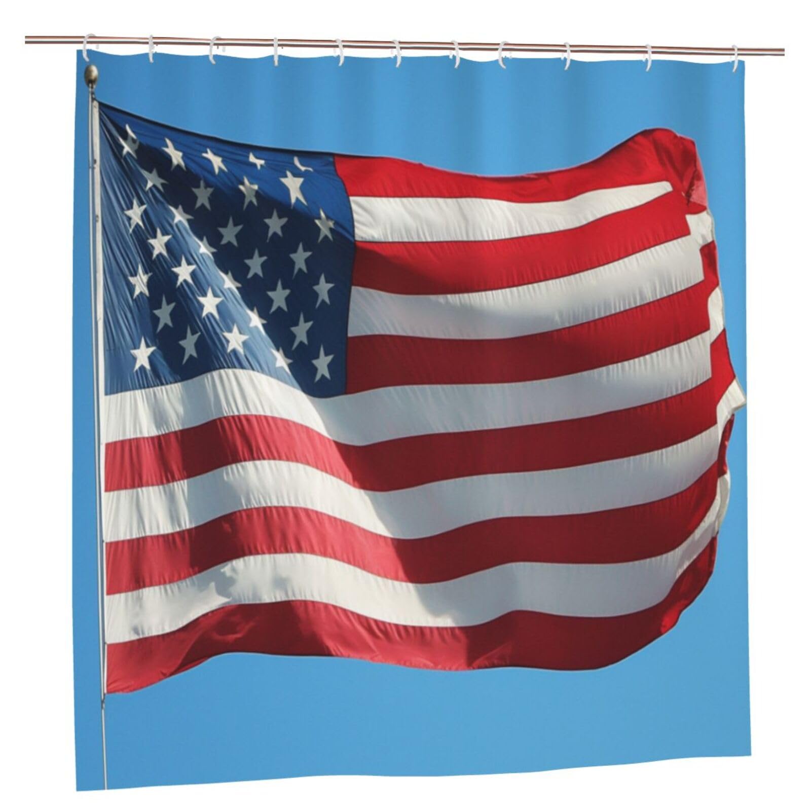 Klgrtjhk Plastic The American Flag In A Blue Sky Shower Curtain 72X72in Bathroom Curtain﻿