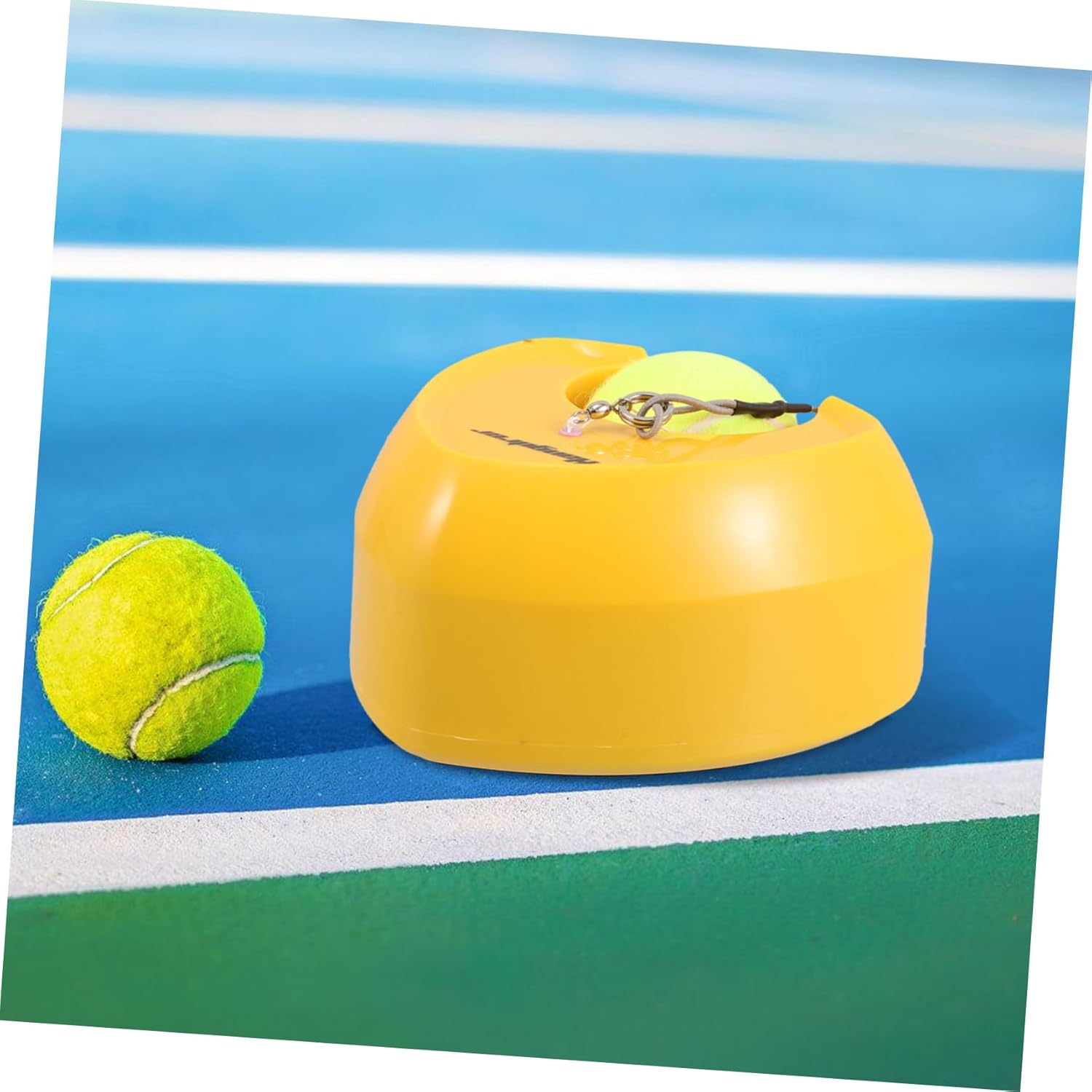 1Pc Self Tennis Ball Trainer Set Portable Tennis Training Device with Heart Shaped Base for Skill Improvement Effortless Setup and Convenient Storage for Self Group