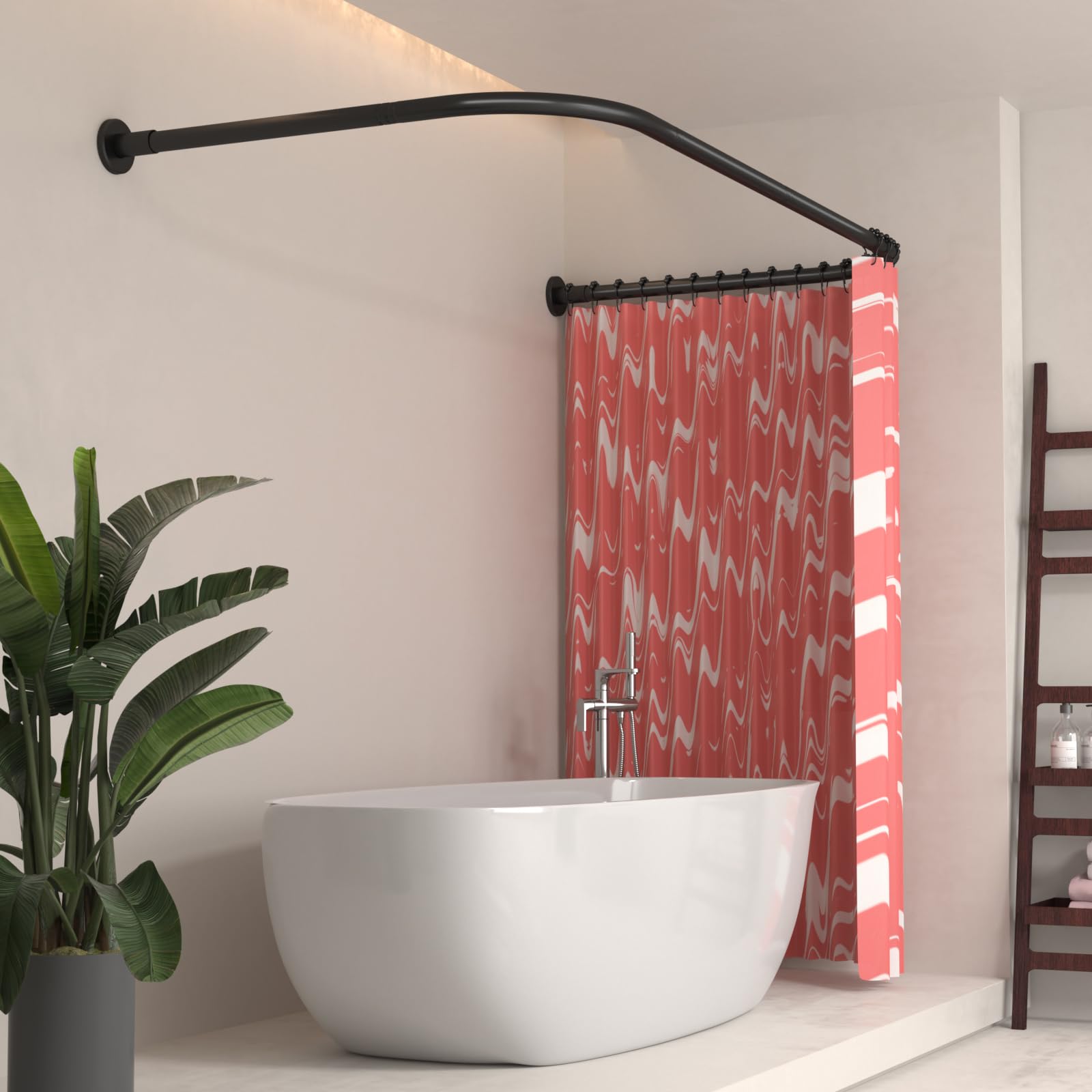 UShaped Shower Curtain Rod 75x190x75cm, Stainless Steel Perforated