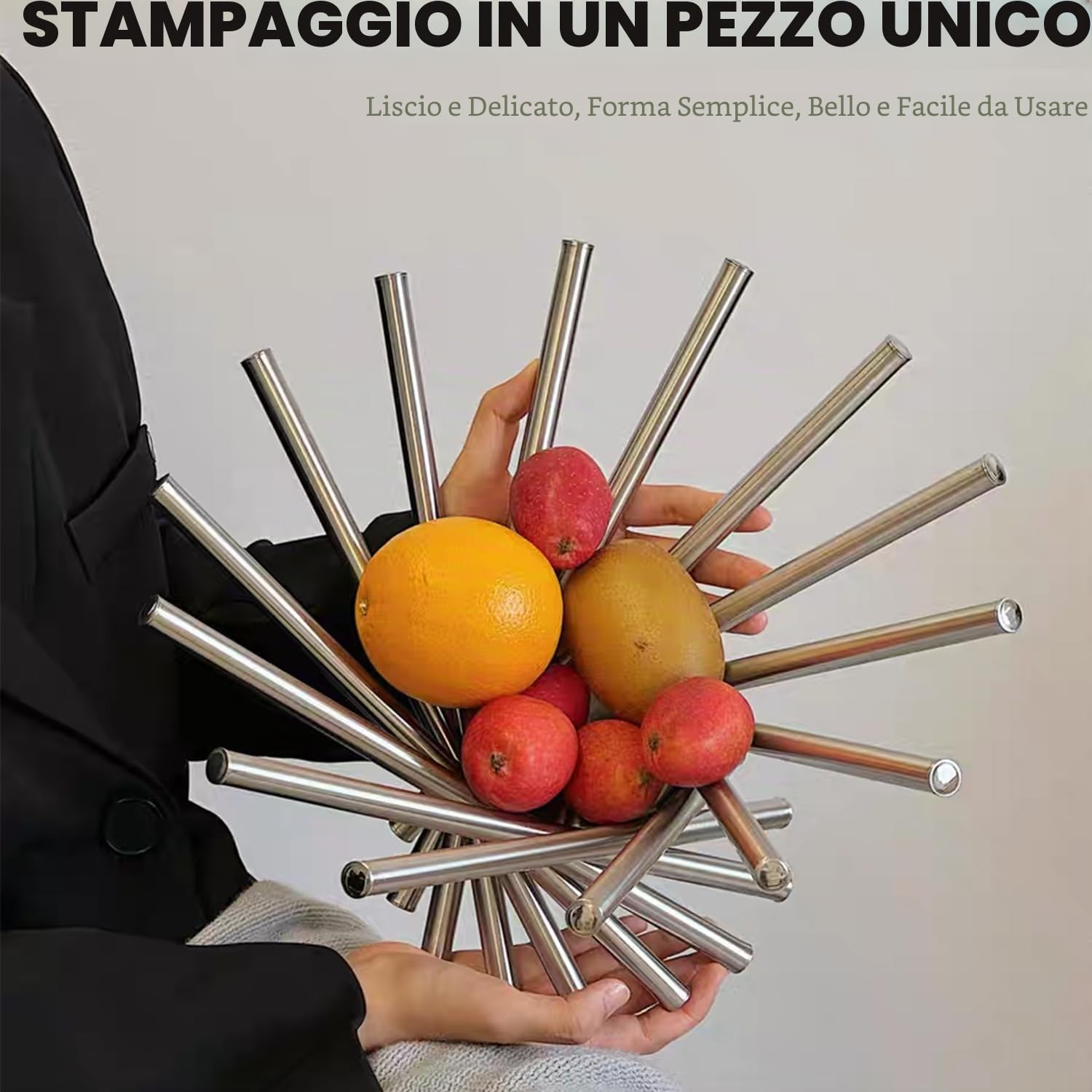 Ciotola per Frutta per Bancone Della Cucina, Grande Cesto di Frutta Morden Supporto per Tavolo Centrotavola Ciotole Decorative per Frutta in Acciaio Inox Supporto per Frutta Creativo Decorazione