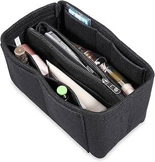 Handtaschen Organizer Klein,23×10,5×14 cm,Tote Taschen Organizer aus Weichem Filz mit Reißverschlüssen,Tragbarer Handtaschen Veranstalter mit Innenfutter,Mehrtaschen-Tasche für Frauen(Schwarz)