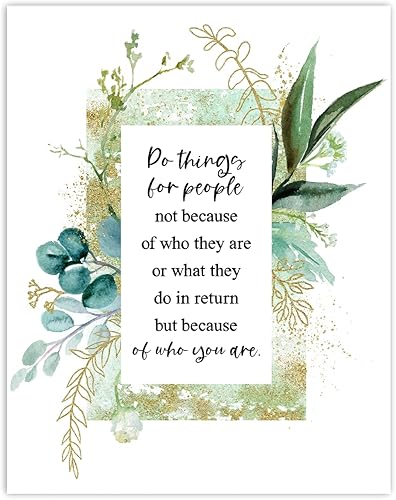 Do Things For People Inspirational Quote Print Motivational Wall Art for Classroom or Office Decor Green and Gold Unframed
