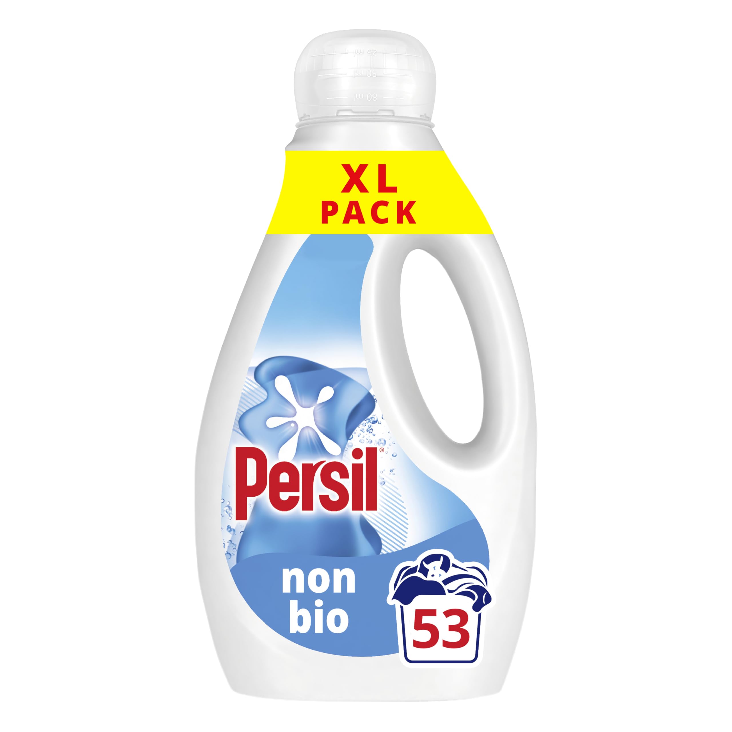 Persil Non Bio Laundry Washing Liquid Detergent outstanding stain removal in quick & cold washes tough on stains, gentle next to sensitive skin 53 washes (1.431 L)