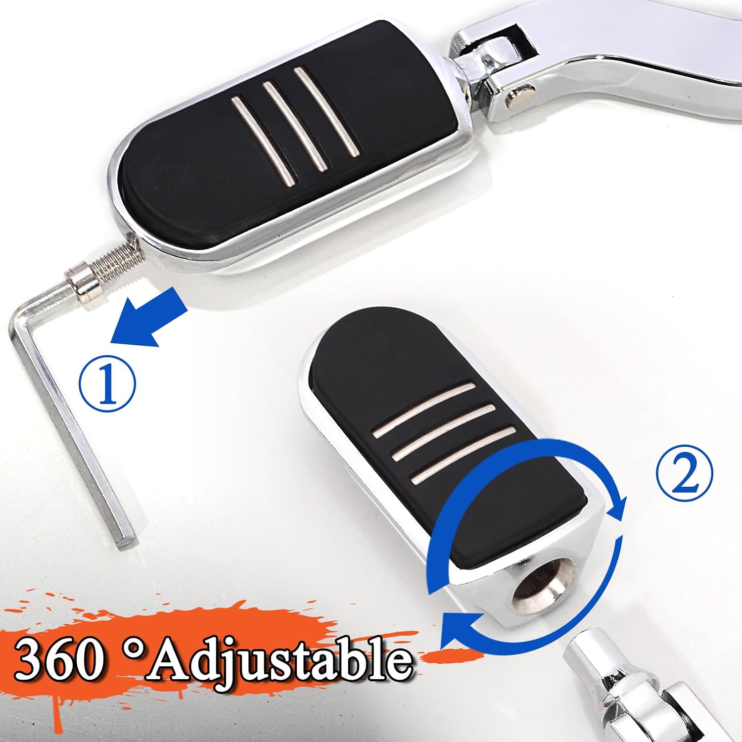 FOVPLUE Footpegs,Mid Controls Rider/Passenger/Highway Peg Motorcycle Foot Pegs w/Male Mount for Harley Touring Road Glide Road King Electra Glide Street Glide Dyan Softail Sportster,for Streamliner