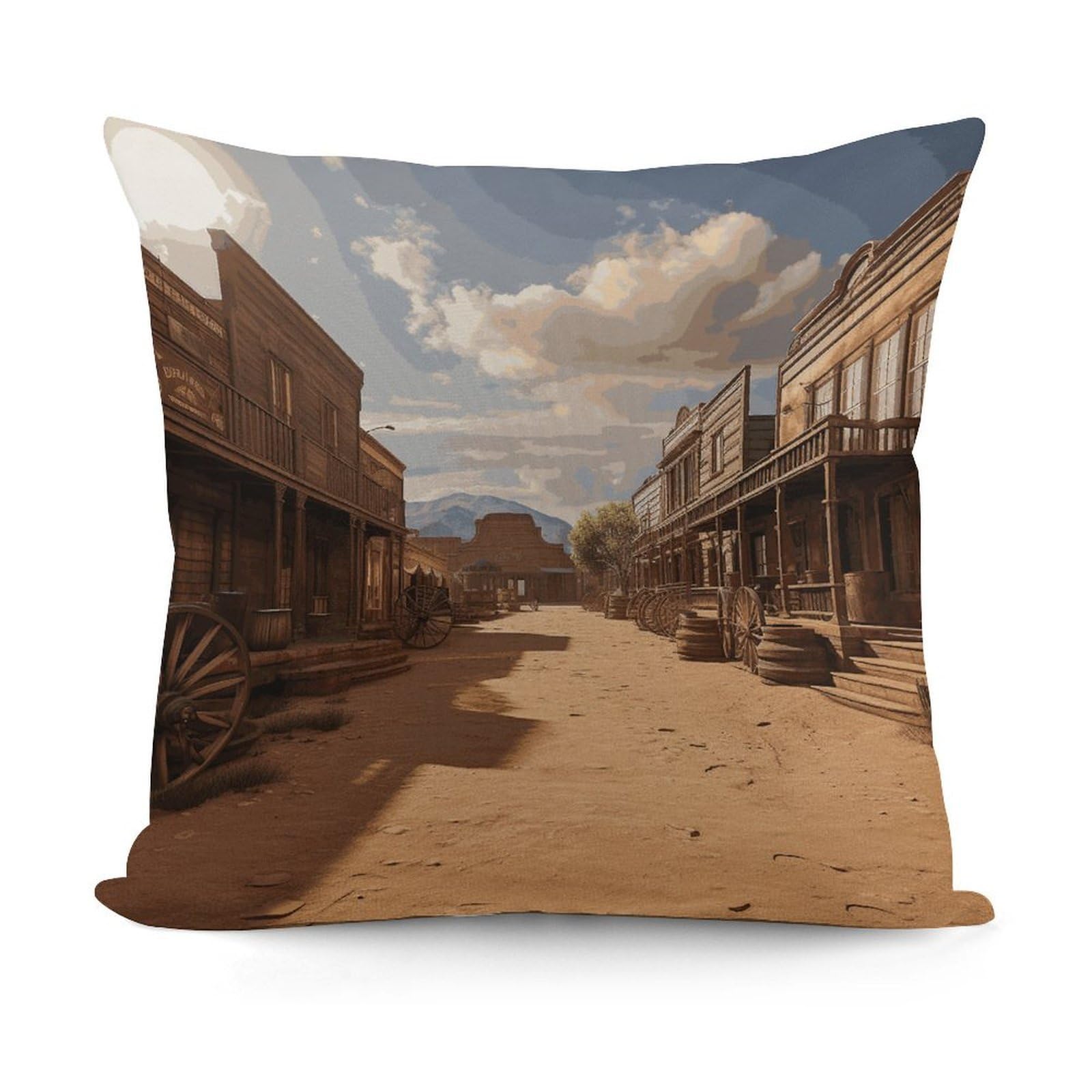 VstaDank Old Wild West Cowboy Town Throw Pillow Cover Soft Square Cushion Cover Art Artwork Pillow Covers Mordern Couch Pillow Covers Decorative Cushion Case for Chair Couch Bedroom Living Room