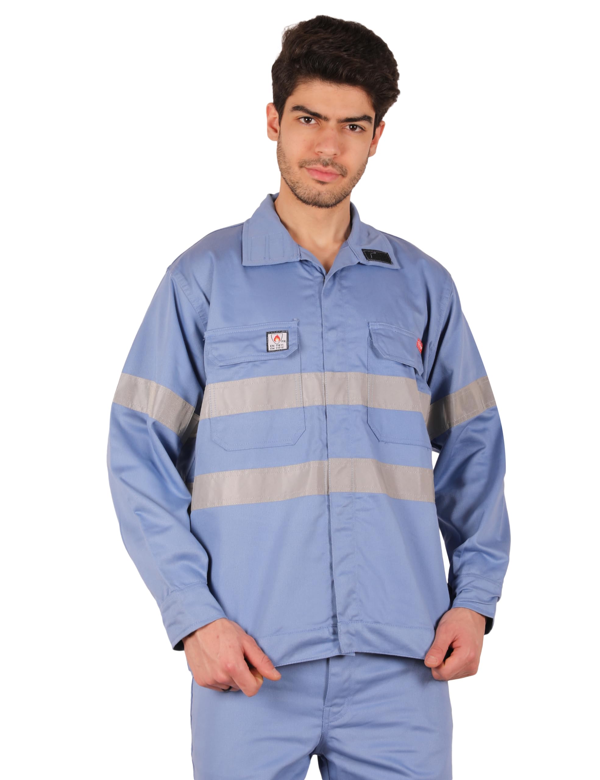 CLUB TWENTY ONE Workwear Mens Pyrovatex Treated Flame Resistant FR High Visibility Shirt, Cotton Fabric Breathable Shirt (Szie - Small, Color - Petro Blue) (B0CY252HT5) Amazon Price History, Amazon Price Tracker