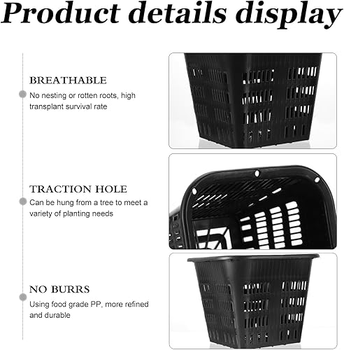 Miniatura 3 de Macetas de vivero de plantas Macetas de plástico 10 piezas cestas cuadradas para plantas macetas de plástico para flores y flores, maceta de inicio
