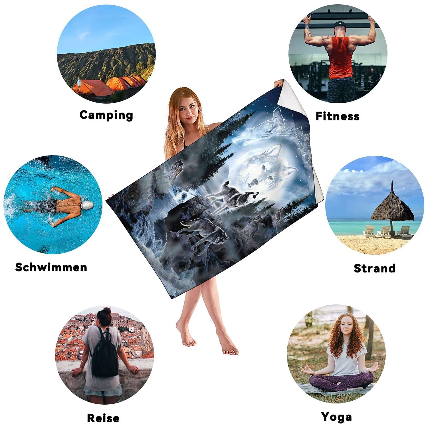 Serviette De Plage Microfibre 90x180 Cm - Séchage Rapide, Motif Galactique - Pour Plage, Voyage, Yoga