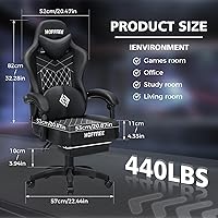Vista 3 de HOFFREE Silla Gaming Silla de Computadora con Altavoces Sillas de Juegos de Masaje con Reposapiés Bluetooth Respaldo Alto Ergonómicas Sillas Gaming