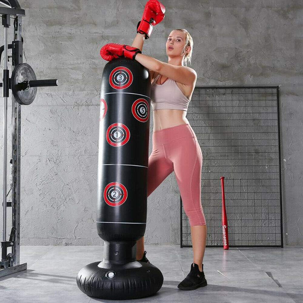 Inflatable Punching Bag Free Standing Boxing Post Boxing Column Adult Kids Fitness Training