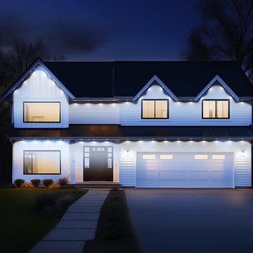 Miniatura 4 de LemonNova Luces permanentes para exteriores Pro, 60 pies con 44 luces LED RGB de color blanco frío cálido, aplicación y modos de luces norte para