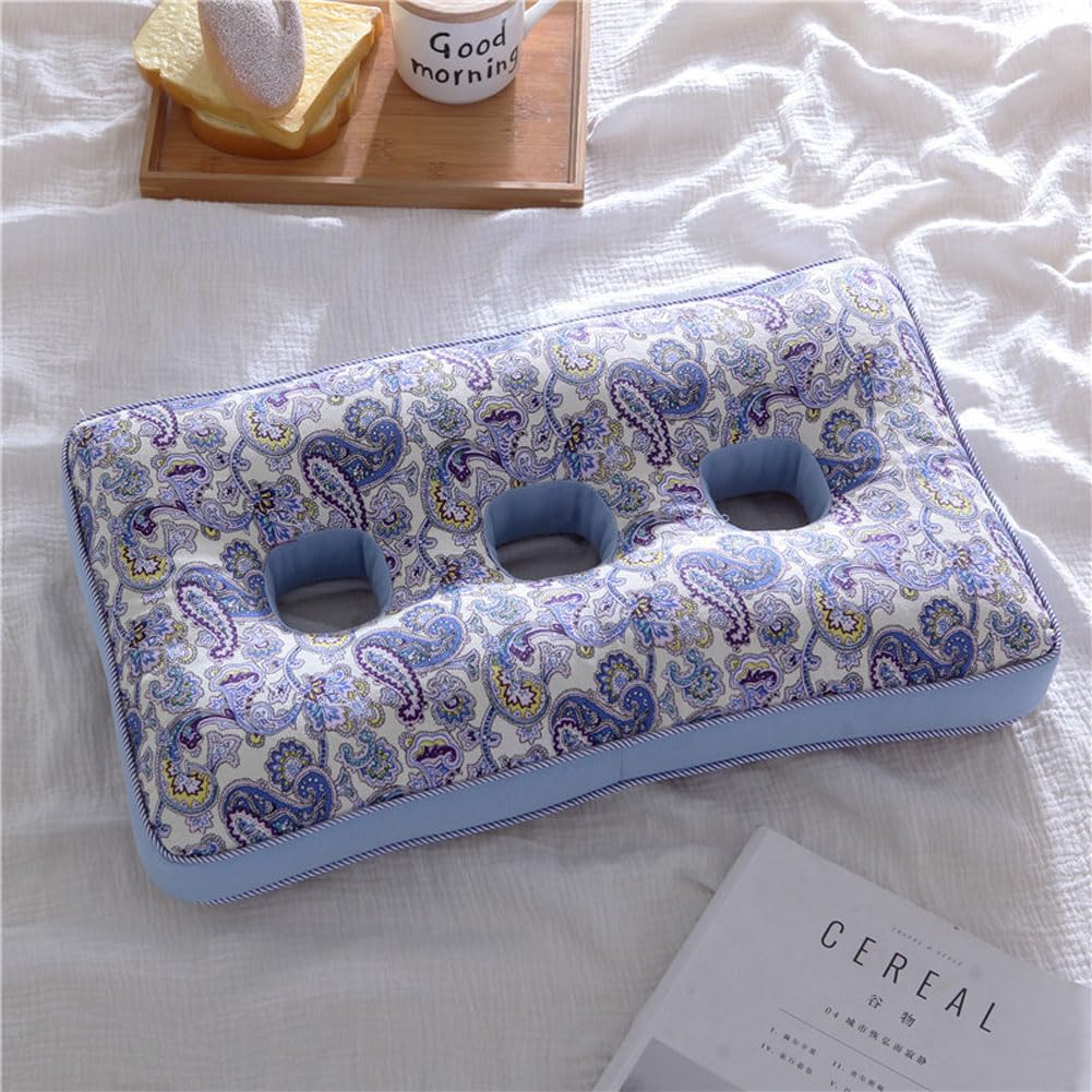N/A Three-Hole Ear Pillow, Side Sleeping Pillow, Ear Protection Pillow Buckwheat Shell Pillow Core, Hollow Pillows for Ear Pain And Sore Ears,F