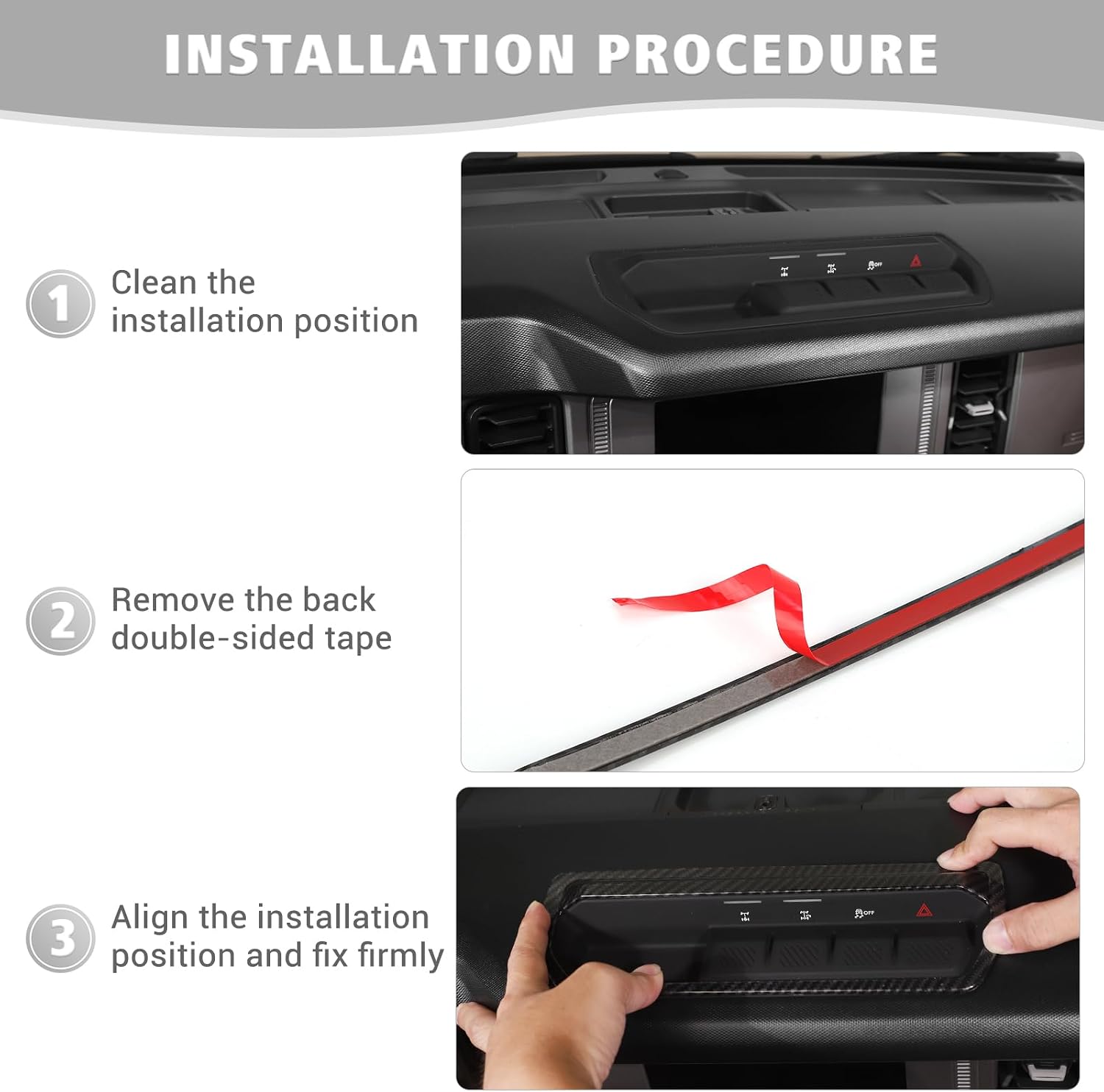 Jimen Compatible with Ford Bronco 2021-2023, Car Dashboard Differential Control Panel Cover Trim (Carbon Fiber)